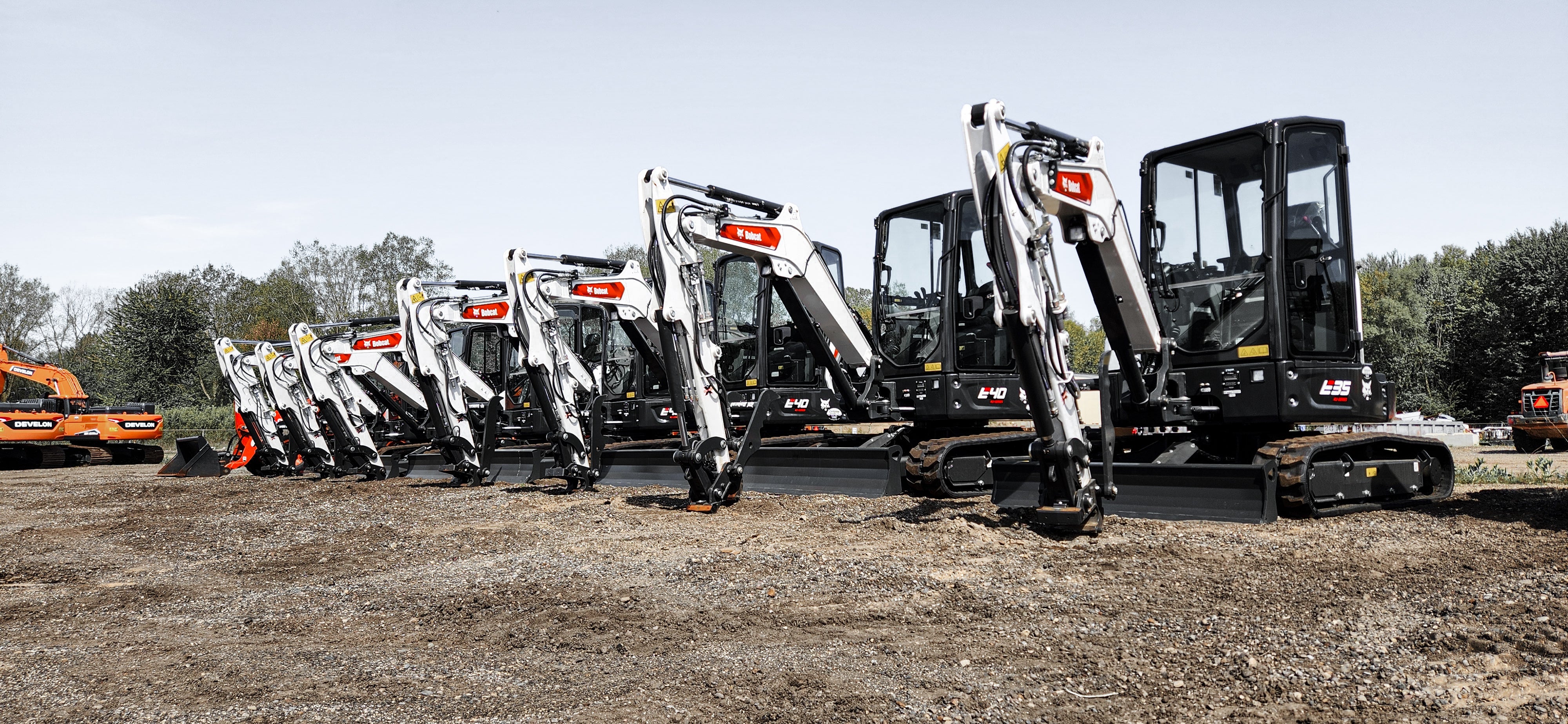 Bobcat Excavators Lined up