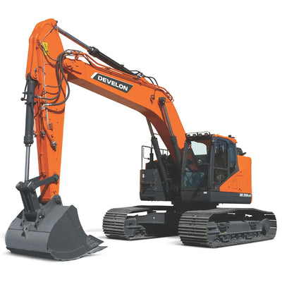 Develon DX350LCR-7 reduced-tail-swing crawler excavator